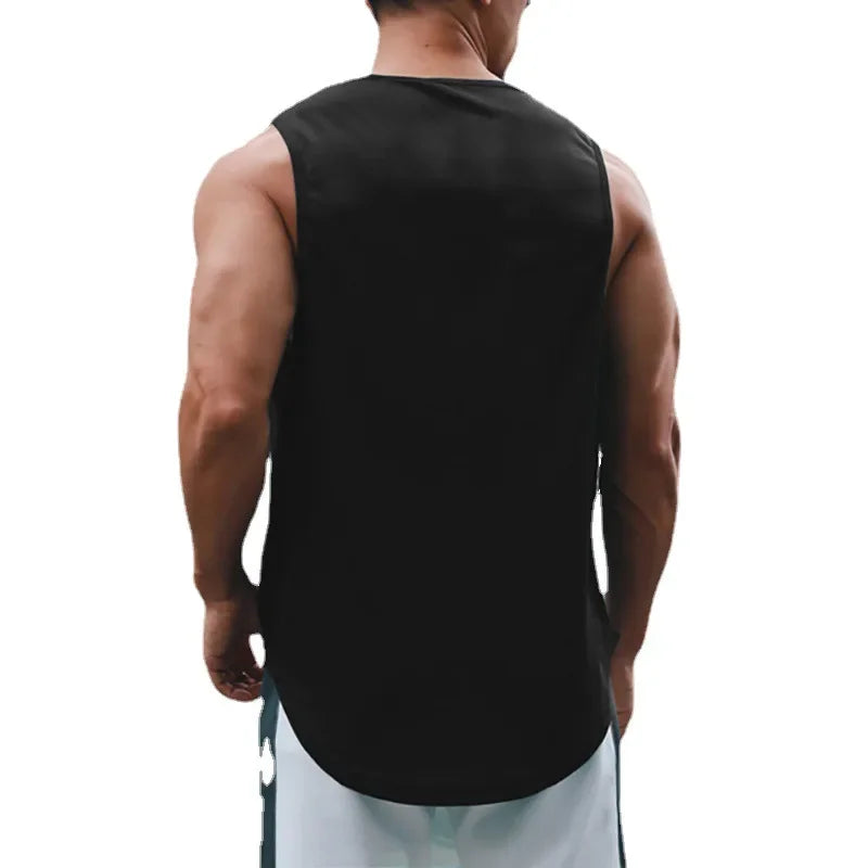 Men Running Vest Gym Tank Tops Quick-drying Fitness Clothing Loose Bodybuilding Sleeveless Shirt Basketball Small mesh Singlets