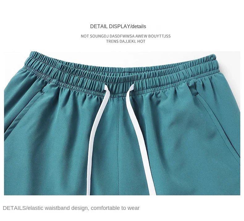 New Mens Sports Casual Sweatpants Summer Shorts Pockets Basic Solid Color Lightweight Pants Jogging Beach Shorts Streetwear Men