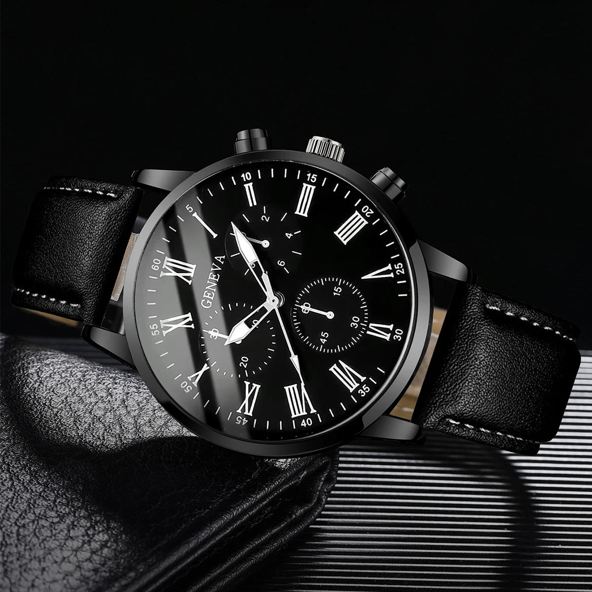 Fashion Men Business Watches Casual Leather Strap Mens Analog Quartz Watch Clock Gift Reloj Hombre（Without Box）