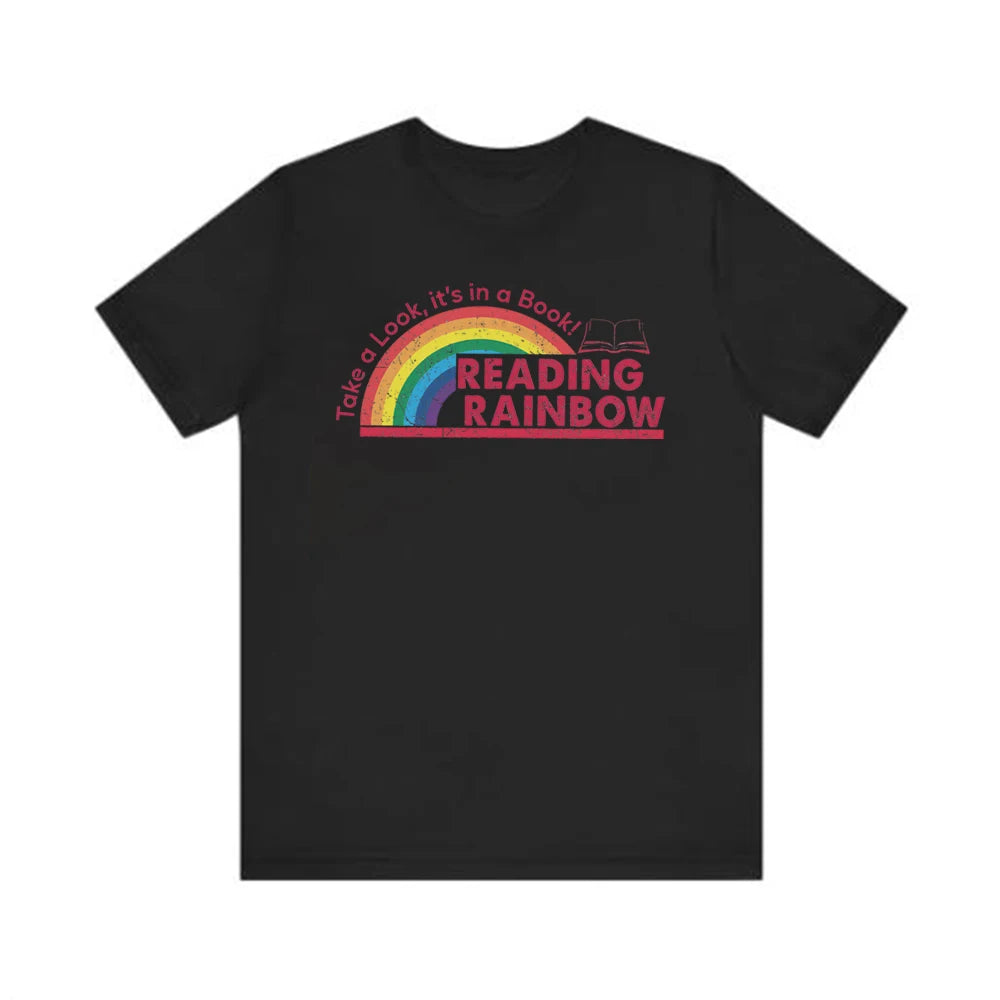 Reading Rainbow Shirt Retro Librarian Shirts Teacher Appreciation Tees Retro Comfort Rainbow School Tee Book Lover Gift