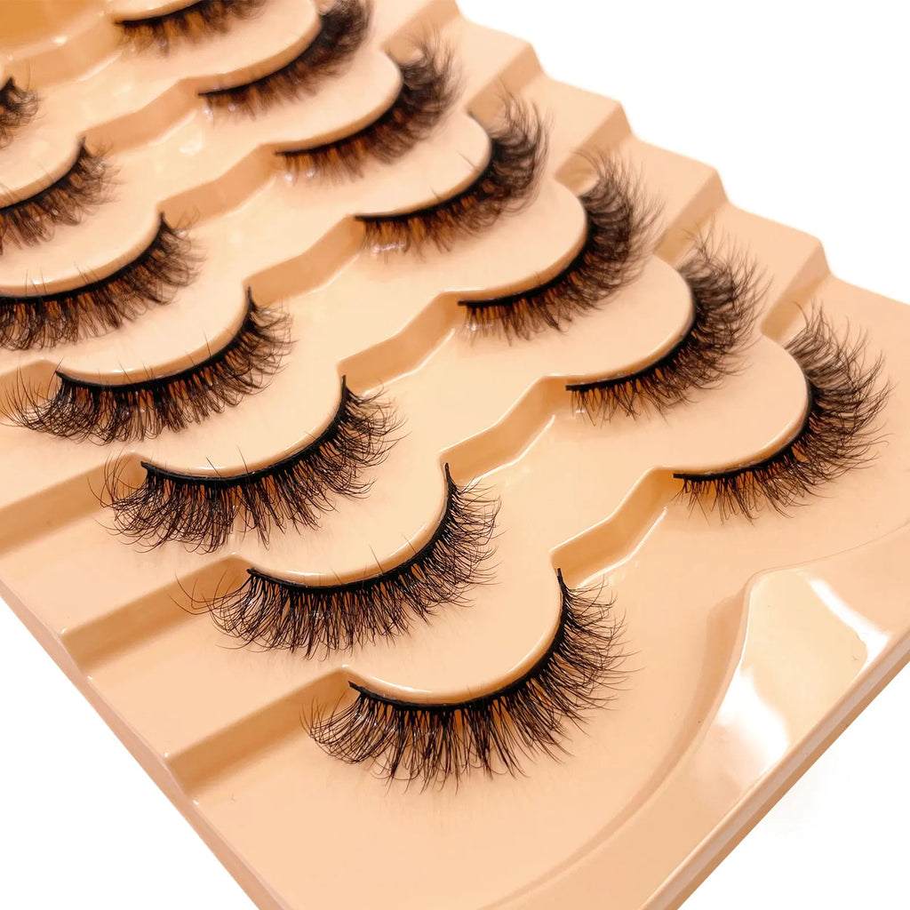New 7 pairs of thick, 3D simulation mink fur fake eyelashesshort, dramatic fake eyelashes  wholesale full line fake eyelash make
