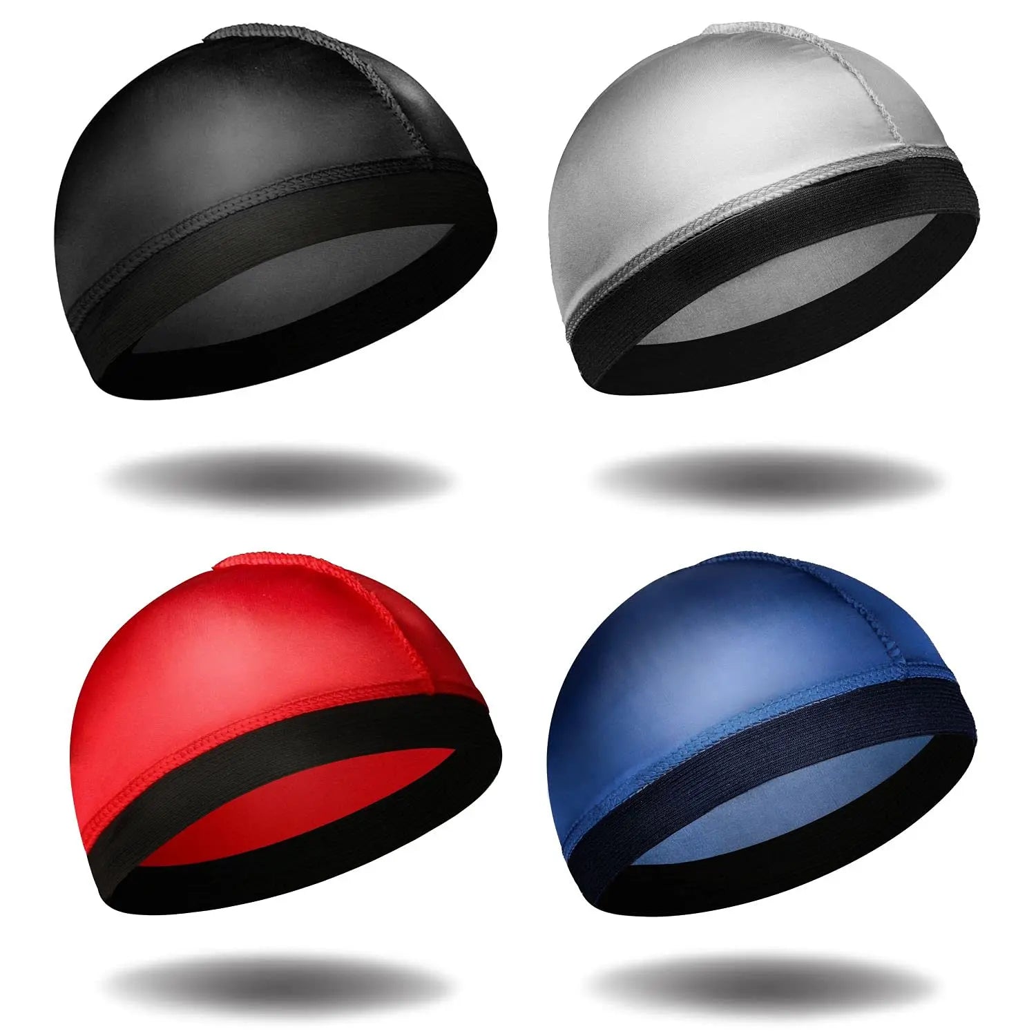 4PCS New Solid Color Wave Cap Men Soft Elastic Breathable Beanie Turban Hat Unisex Night Sleep Headcover Cancer Hair Loss Chemo