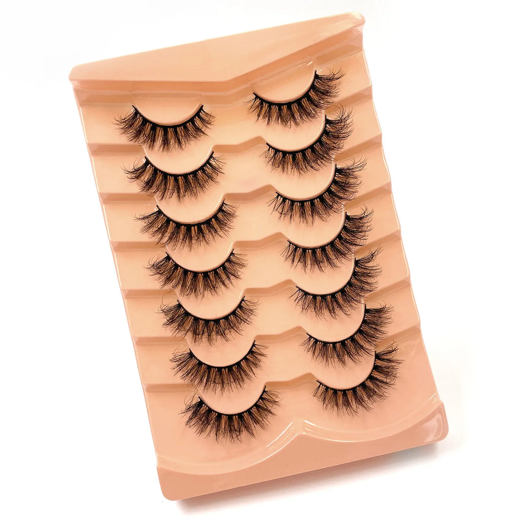 New 7 pairs of thick, 3D simulation mink fur fake eyelashesshort, dramatic fake eyelashes  wholesale full line fake eyelash make