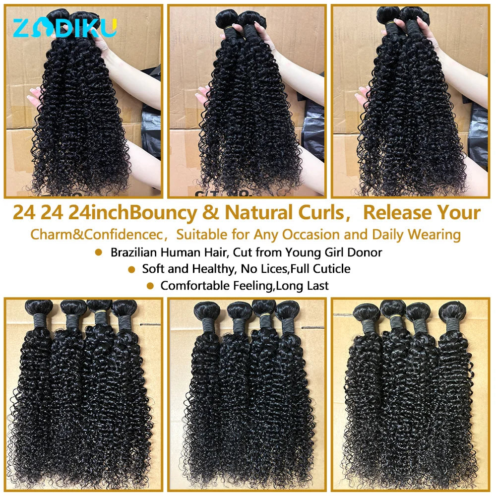 Kinky Curly Hair Bundles 100% Human Hair Raw Hair Bundles With 4X4 Closure Burmese Curly Hair Bundles Human Hair With Closure 3/4PCS 12-32Inch Soft Thick No Shedding Unprocessed Virgin Human Hair Bundles With Closure Hair Wea