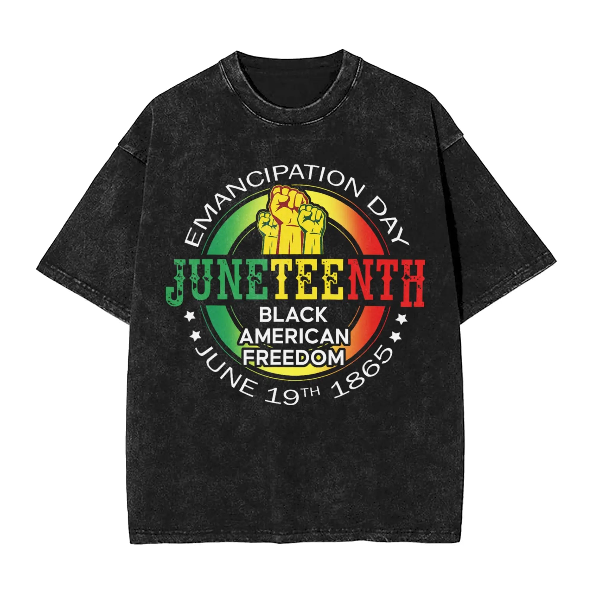 Juneteenth 1865 Black History Month T Shirts Hip Hop Washed Short Sleeve Oversize T-Shirt Men Women Streetwear Summer Tops Tees