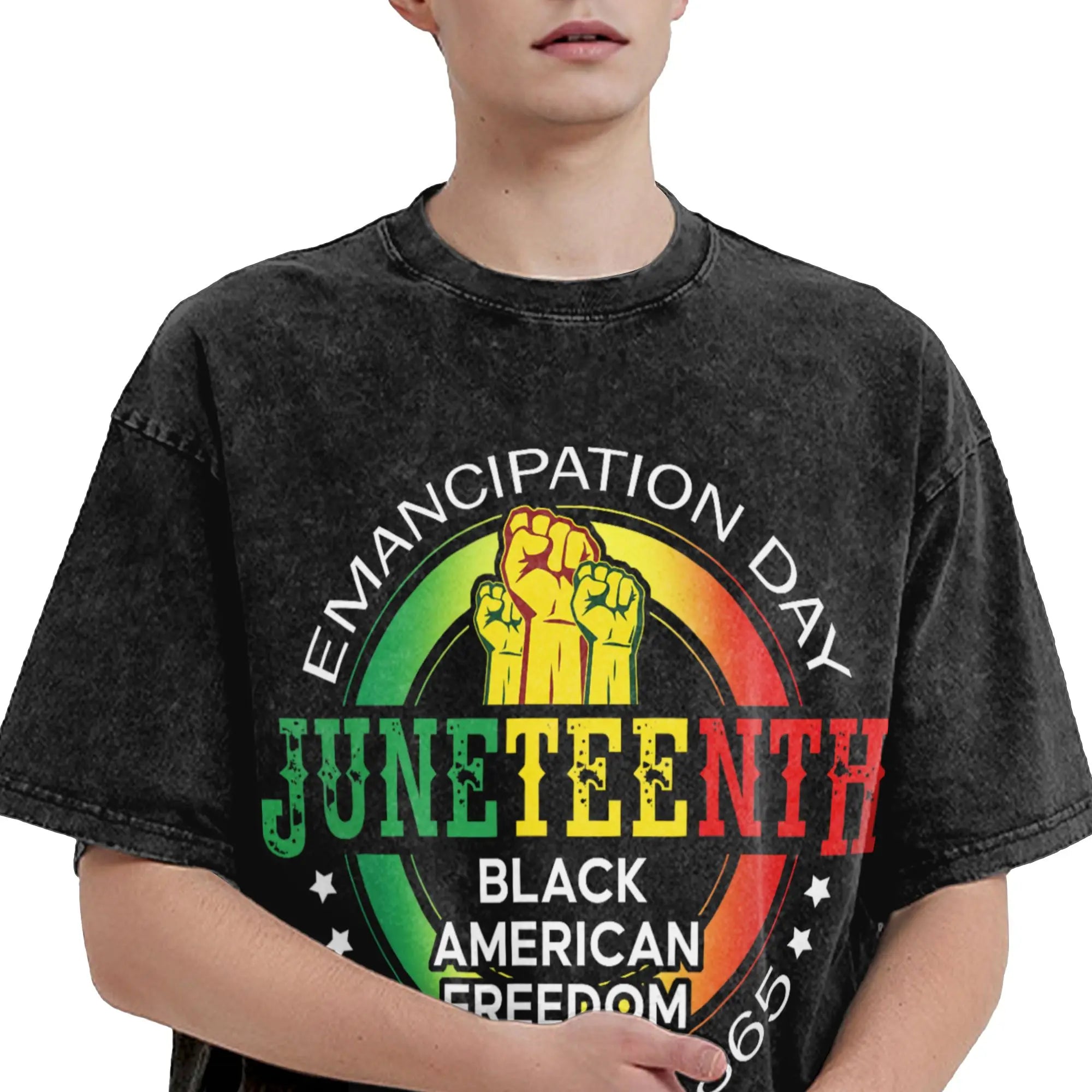 Juneteenth 1865 Black History Month T Shirts Hip Hop Washed Short Sleeve Oversize T-Shirt Men Women Streetwear Summer Tops Tees