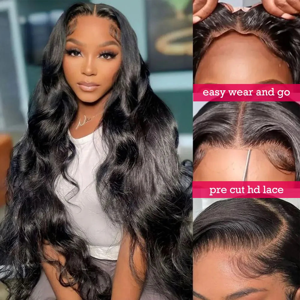 250% Body Wave 13x6 Full Hd Frontal Wig Wear And Go Glueless Human Hair Wigs For Women 7X5 Precut Lace Front Wig 30 34 inch