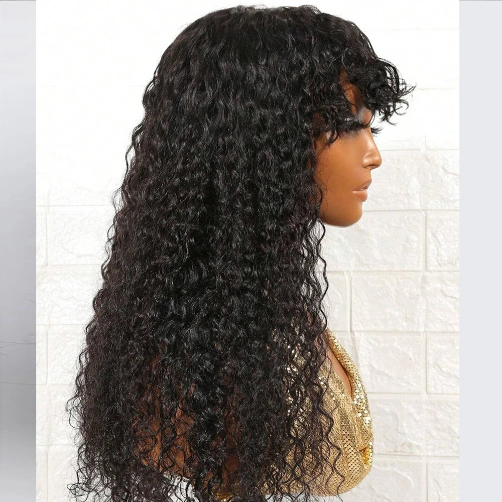 Malaysian Curly Human Hair With Bangs