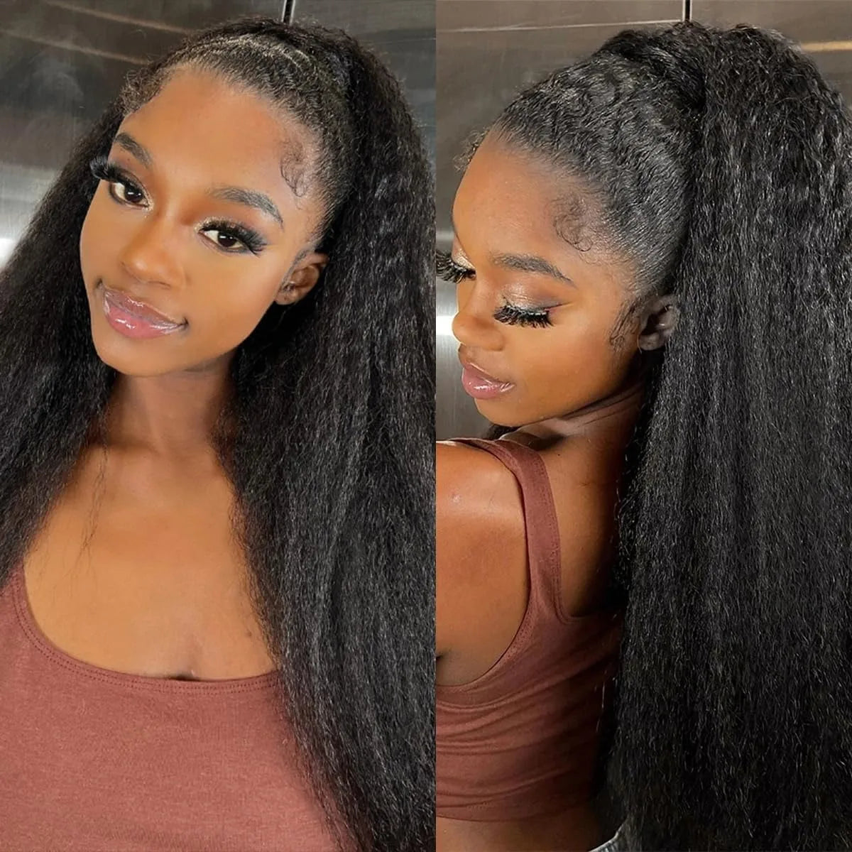 Kinky Straight Feather Crochet Human Hair Extensions | Knotless Boho Braids