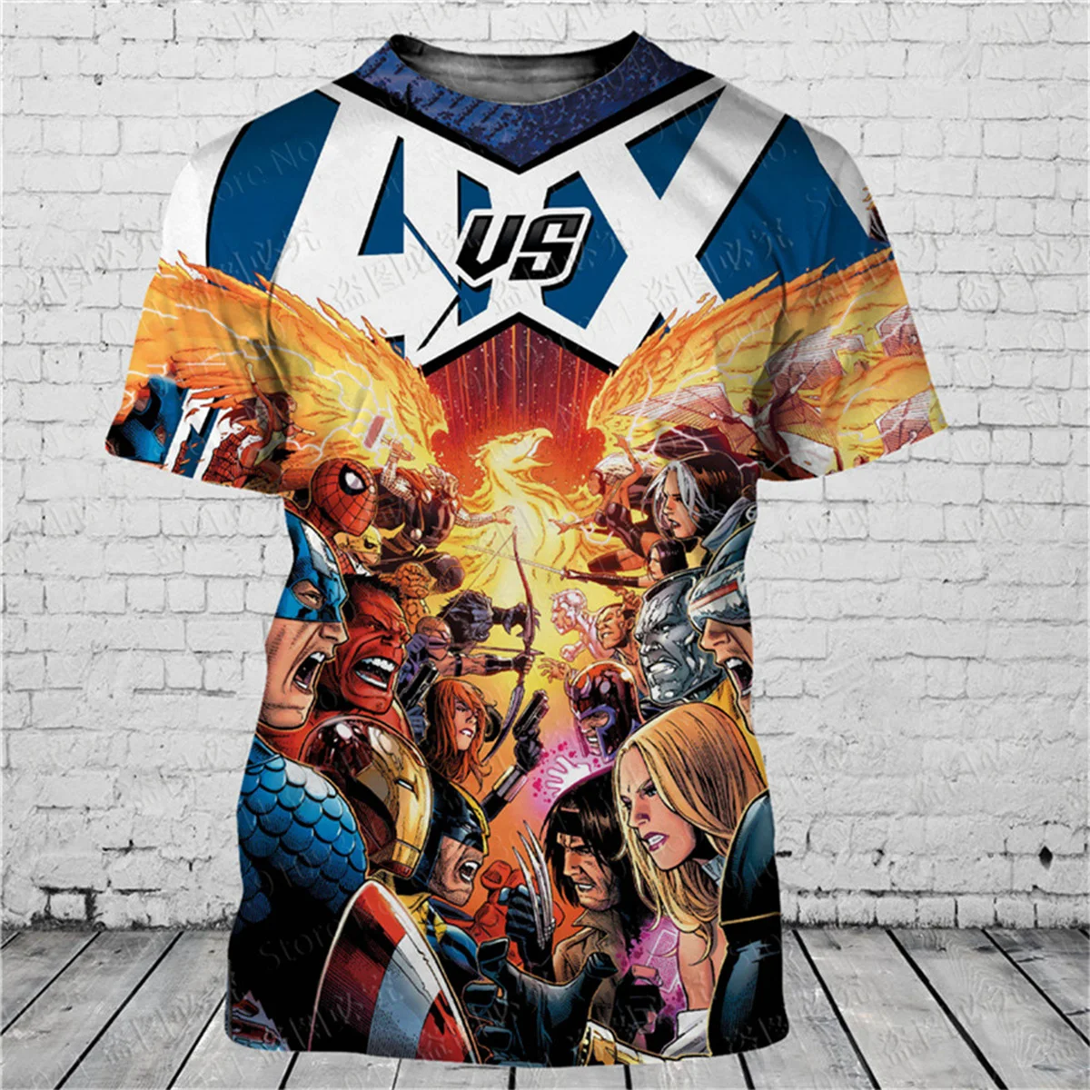 Fashionable men's 3D T-shirt with popular cartoon character print summer short sleeved loose and eye-catching