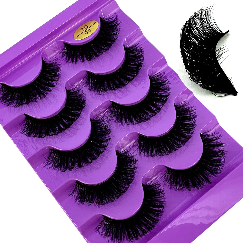 NEW 5pairs Classic Hybrid Volume Lashes New Arrival Wispy D Curl Short Russian Strip Lashes Makeup False Eyelashes