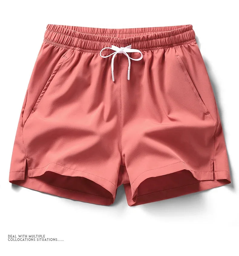 New Mens Sports Casual Sweatpants Summer Shorts Pockets Basic Solid Color Lightweight Pants Jogging Beach Shorts Streetwear Men