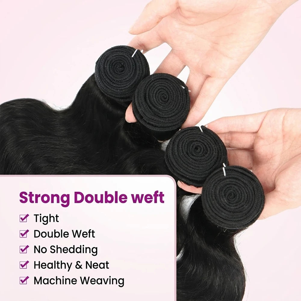 30 40Inch 3 4 Bundle Loose Body Wave Bundles Real Unprocessed Human Hair 16A Raw Hair Bundles Extensions Brazilian Natural Black