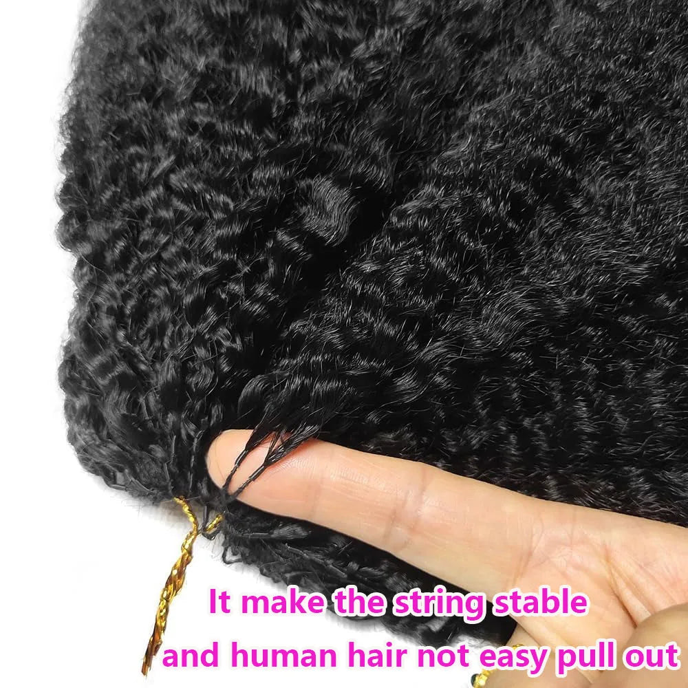 Kinky Straight Feather Crochet Human Hair Extensions | Knotless Boho Braids