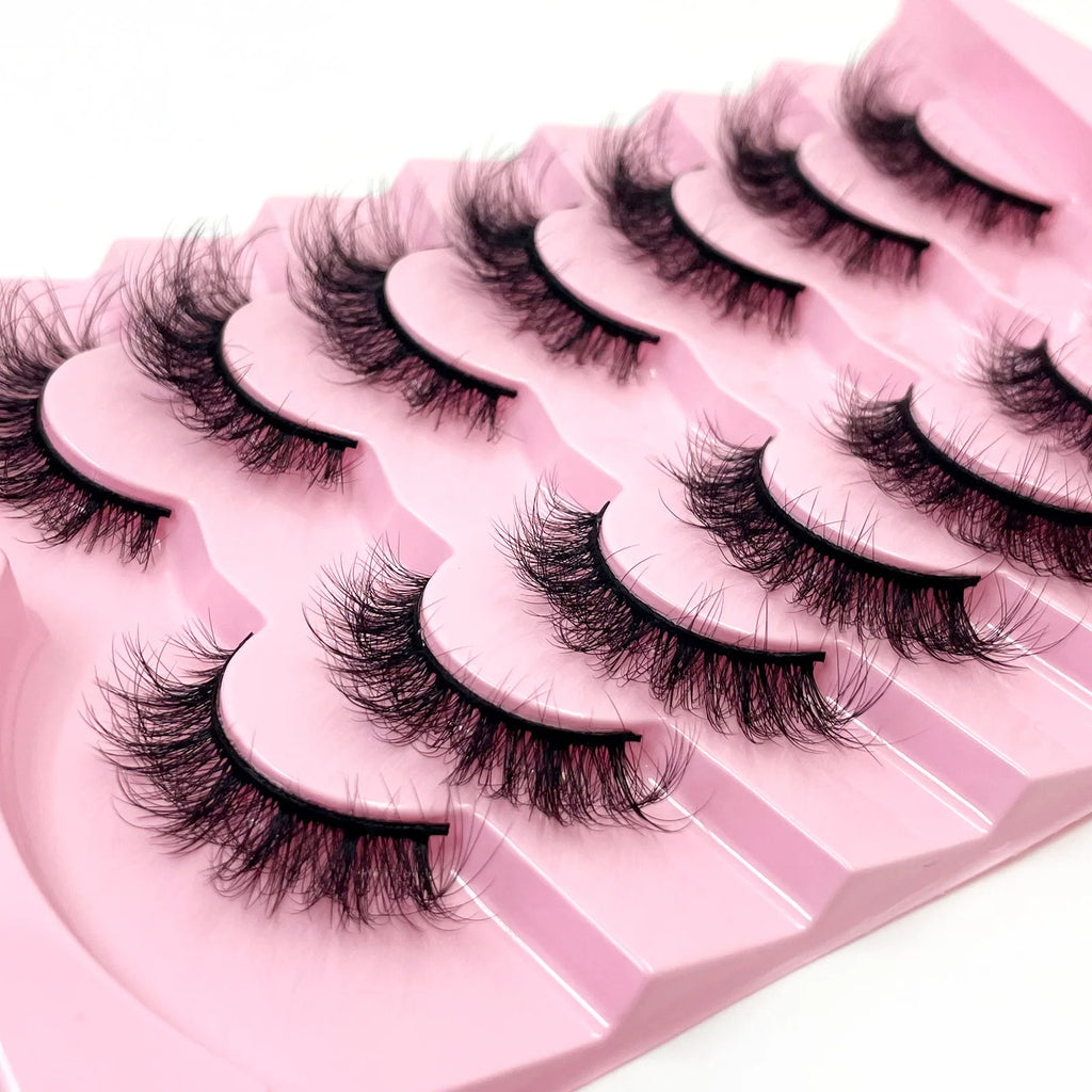 New 7 pairs of thick, 3D simulation mink fur fake eyelashesshort, dramatic fake eyelashes  wholesale full line fake eyelash make