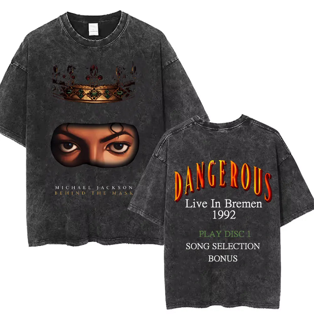 Washed Vintage Michael Jackson Thriller Graphic T-shirt Men Women Fashion Retro Gothic Rock Tshirt Men's Punk Oversized T Shirts