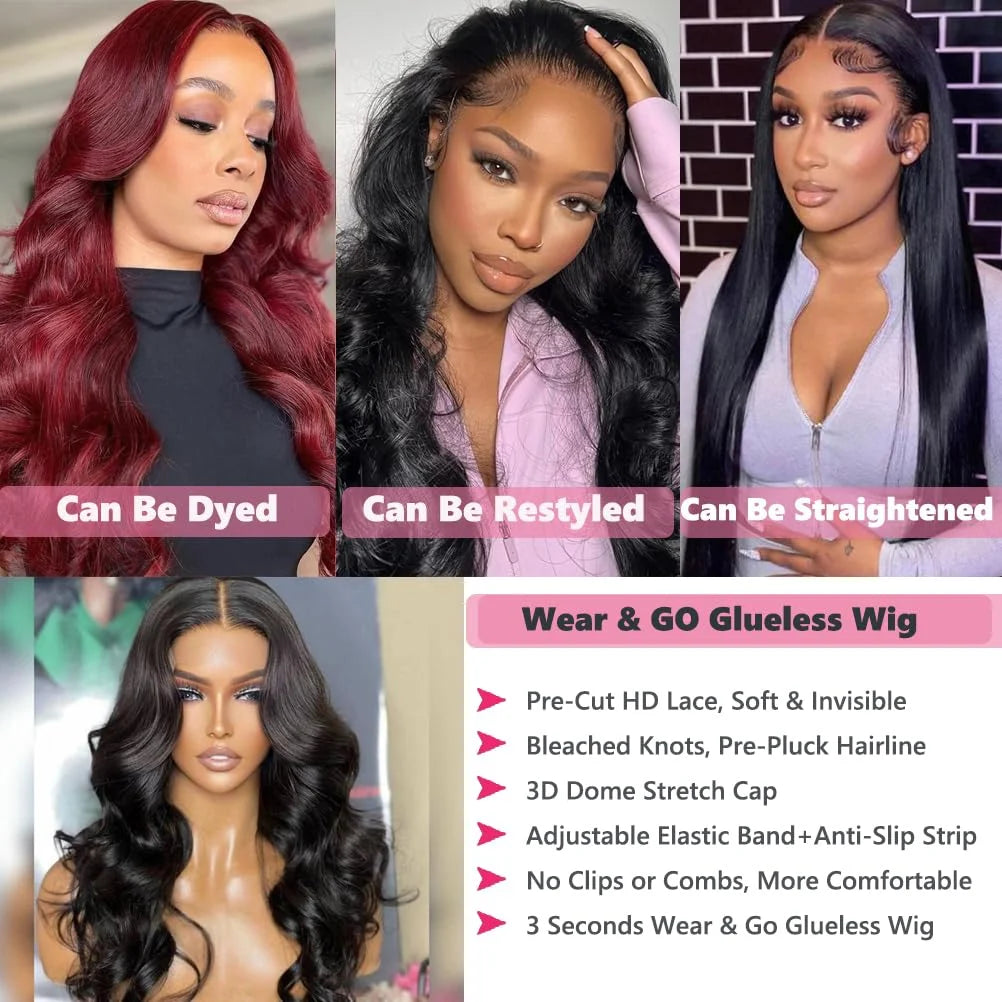 250% Body Wave 13x6 Full Hd Frontal Wig Wear And Go Glueless Human Hair Wigs For Women 7X5 Precut Lace Front Wig 30 34 inch