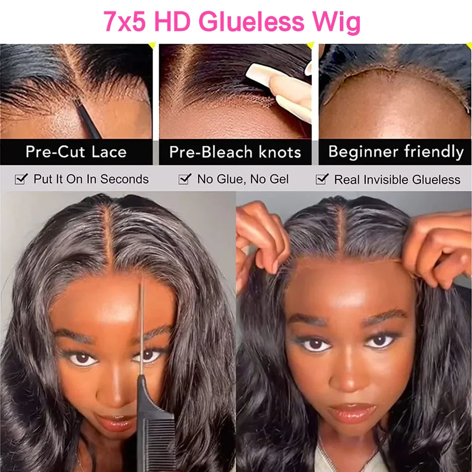 250% Body Wave 13x6 Full Hd Frontal Wig Wear And Go Glueless Human Hair Wigs For Women 7X5 Precut Lace Front Wig 30 34 inch