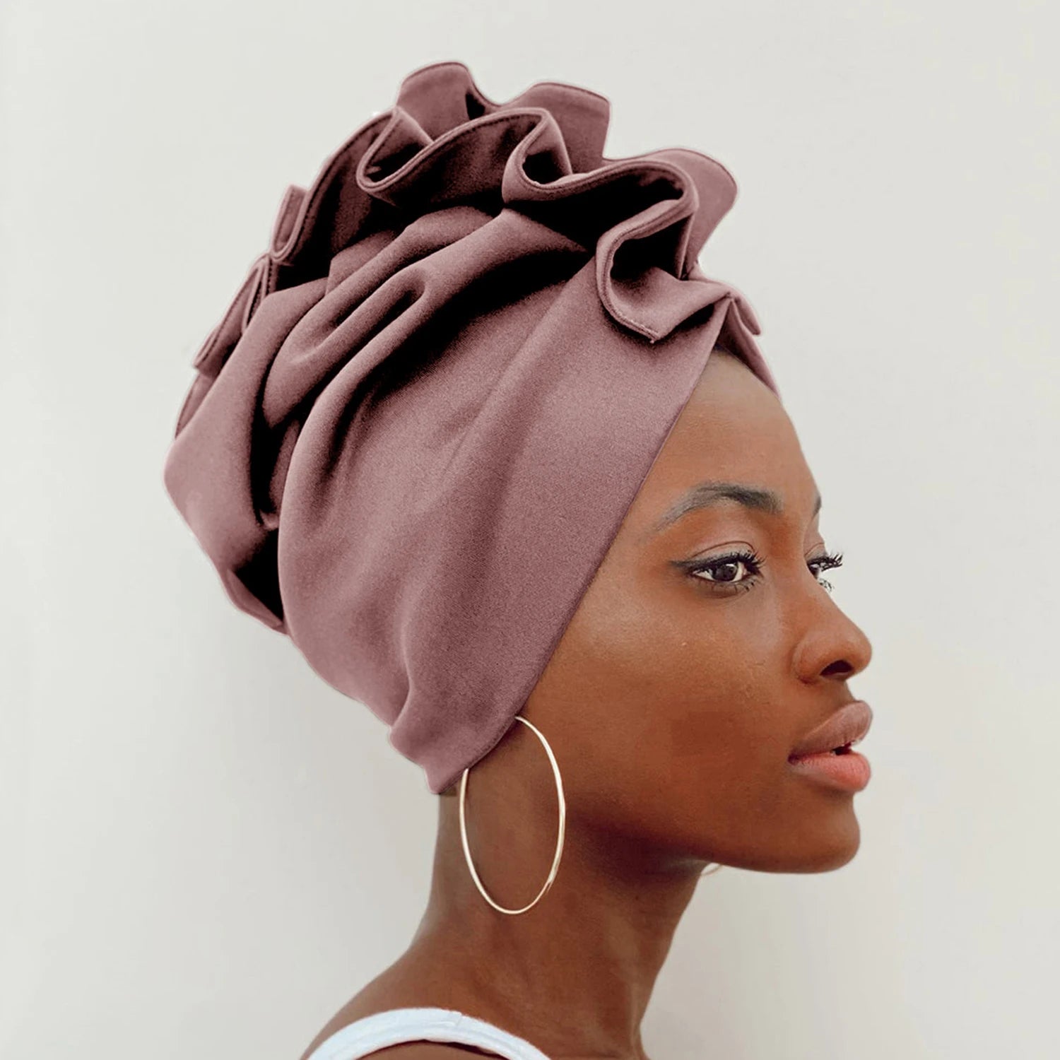 Ruffled Turban Cap for Women