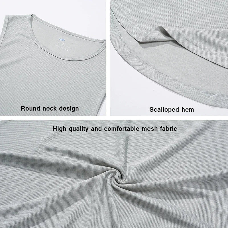 Men Running Vest Gym Tank Tops Quick-drying Fitness Clothing Loose Bodybuilding Sleeveless Shirt Basketball Small mesh Singlets
