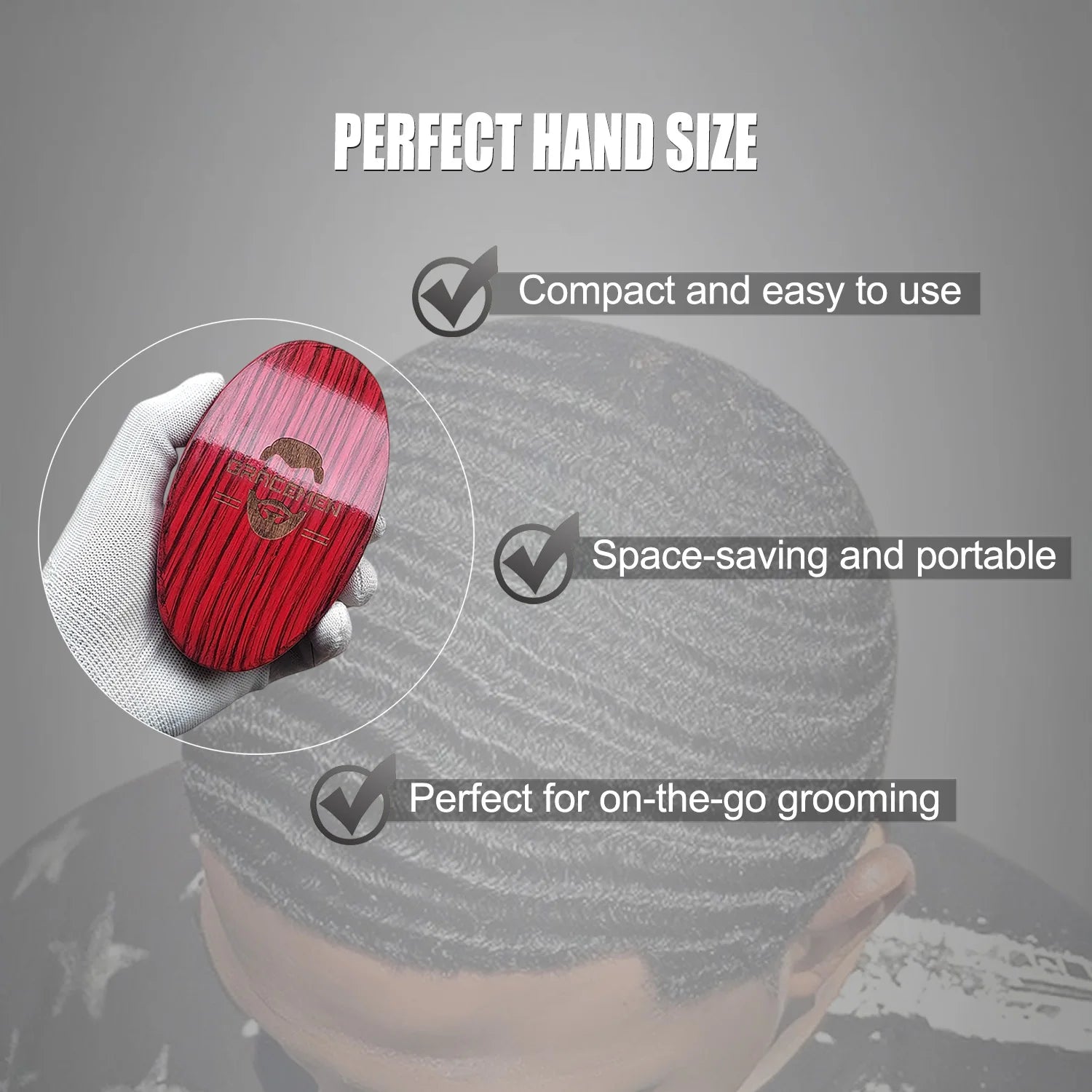 Gracemen 360 Wave Hair Brush for Men with Silky Wave Cap - Also Ideal for Beard Grooming, Curved Medium Stiffness Boar Bristles