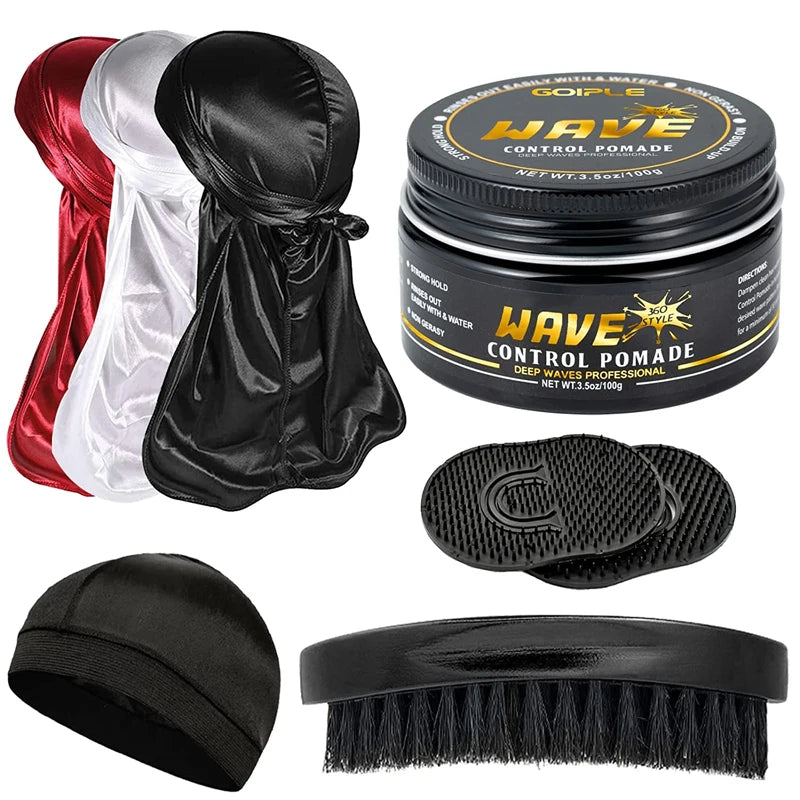 Wave Shampoo for Black Men Wave Cream Hydration Enhance Waves Grease Hair Butter Easy Wash 360 Wave Training Wave Pomade Set