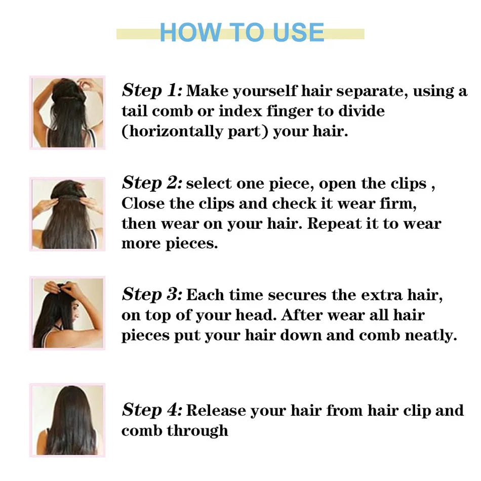 Kinky Straight  100% Remy Human Hair Clips In 120G 8Pcs/Set Full Head For Women