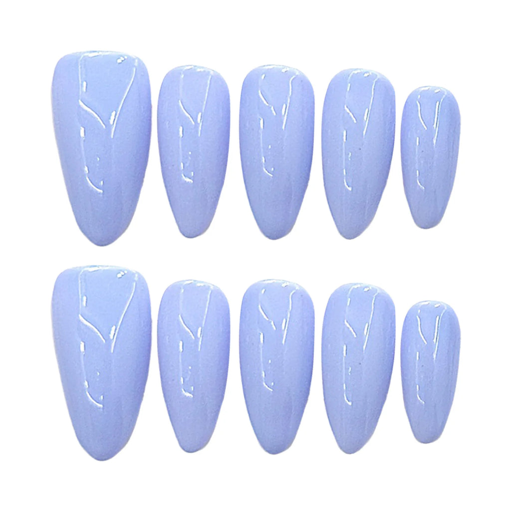 10pcs Handmade Press On Nails Simple Ins Style Light Purple False Nails Wearable Charming Solid Color Finger Toe Manicure Art