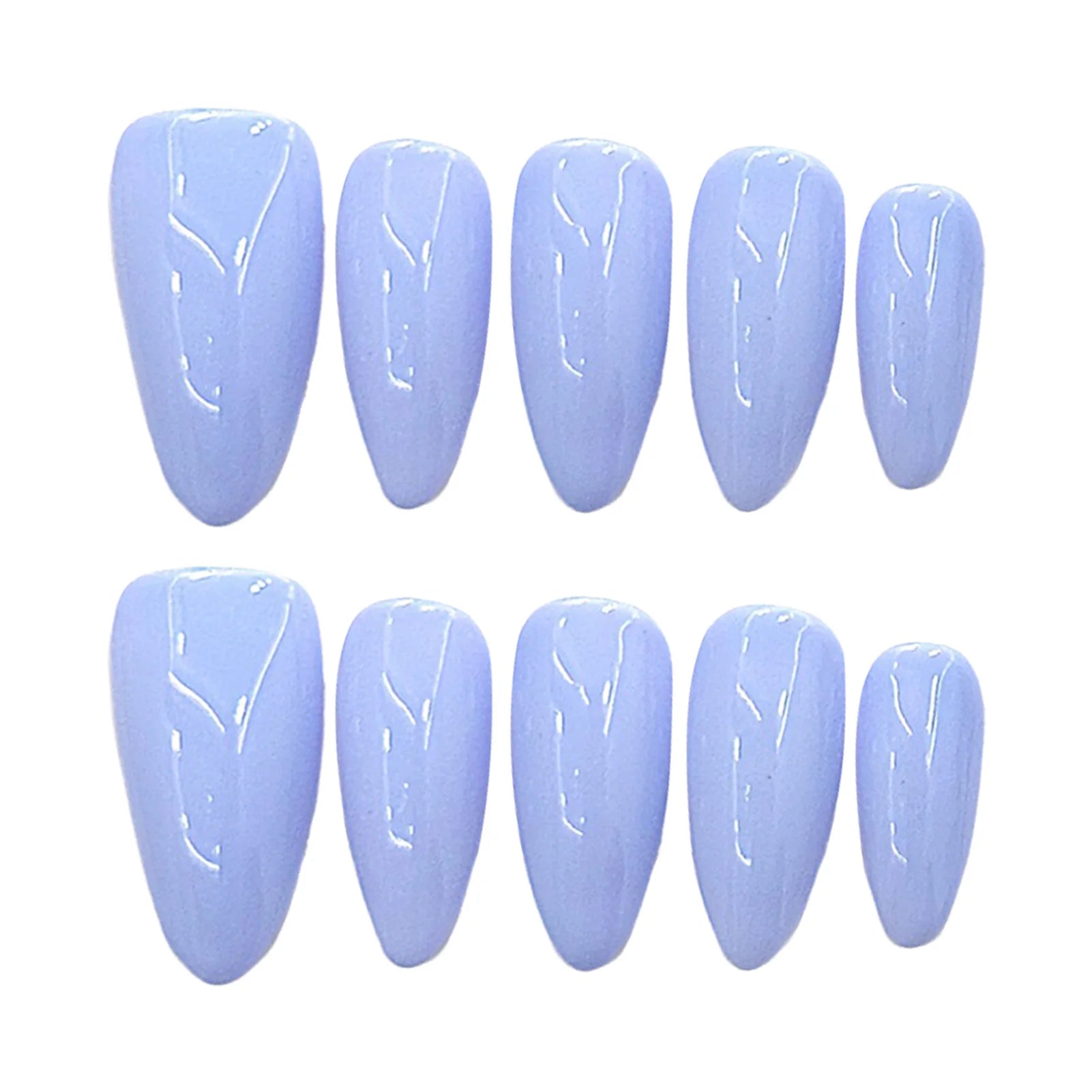 10pcs Handmade Press On Nails Simple Ins Style Light Purple False Nails Wearable Charming Solid Color Finger Toe Manicure Art