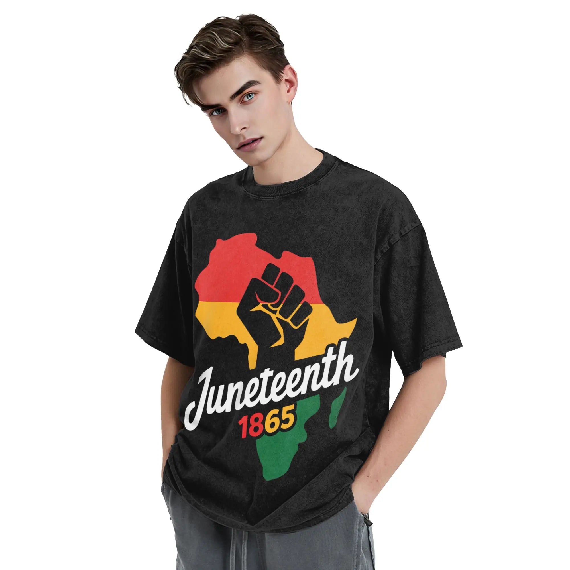 Juneteenth 1865 Black History Month T Shirts Hip Hop Washed Short Sleeve Oversize T-Shirt Men Women Streetwear Summer Tops Tees