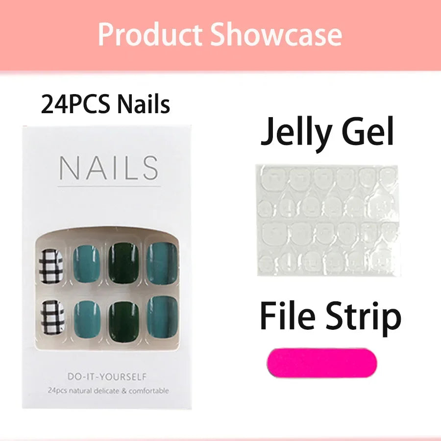 24PCS Silver irregular French star-shaped fake nails. press on nails