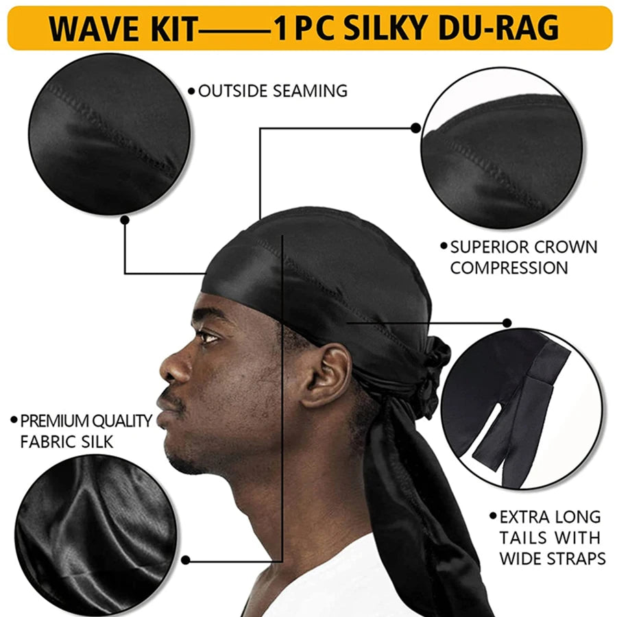Men Shea Butter Wave Control Pomade 360 Style Strong Hold Long Lasting Curly Hair Cream or Brush or Silk Rag Cap Tools Accessory