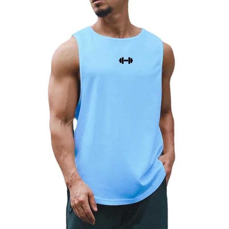 Men Running Vest Gym Tank Tops Quick-drying Fitness Clothing Loose Bodybuilding Sleeveless Shirt Basketball Small mesh Singlets