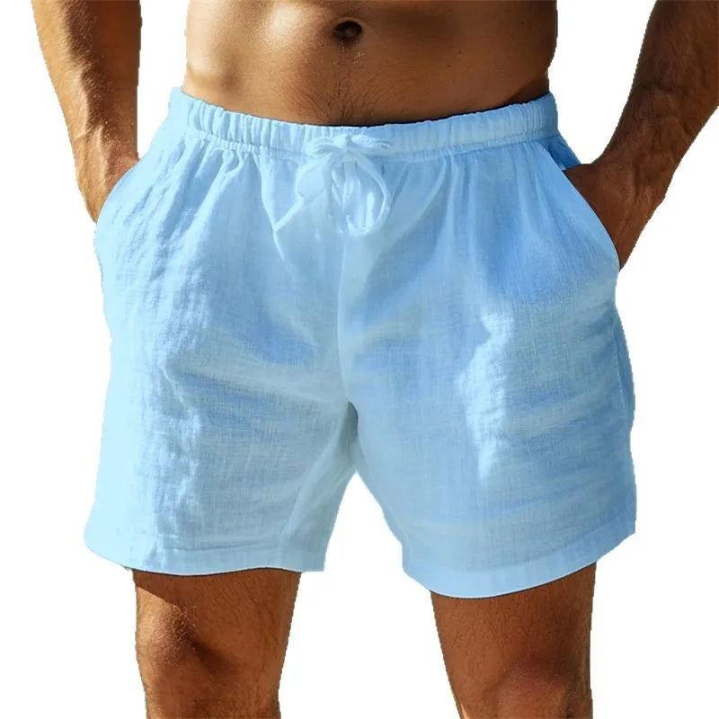 Vacation New Casual Mens Solid Color Shorts 2025 Spring Summer Seaside Beach Leisure Loose Shorts Men Fashion Drawstring Shorts
