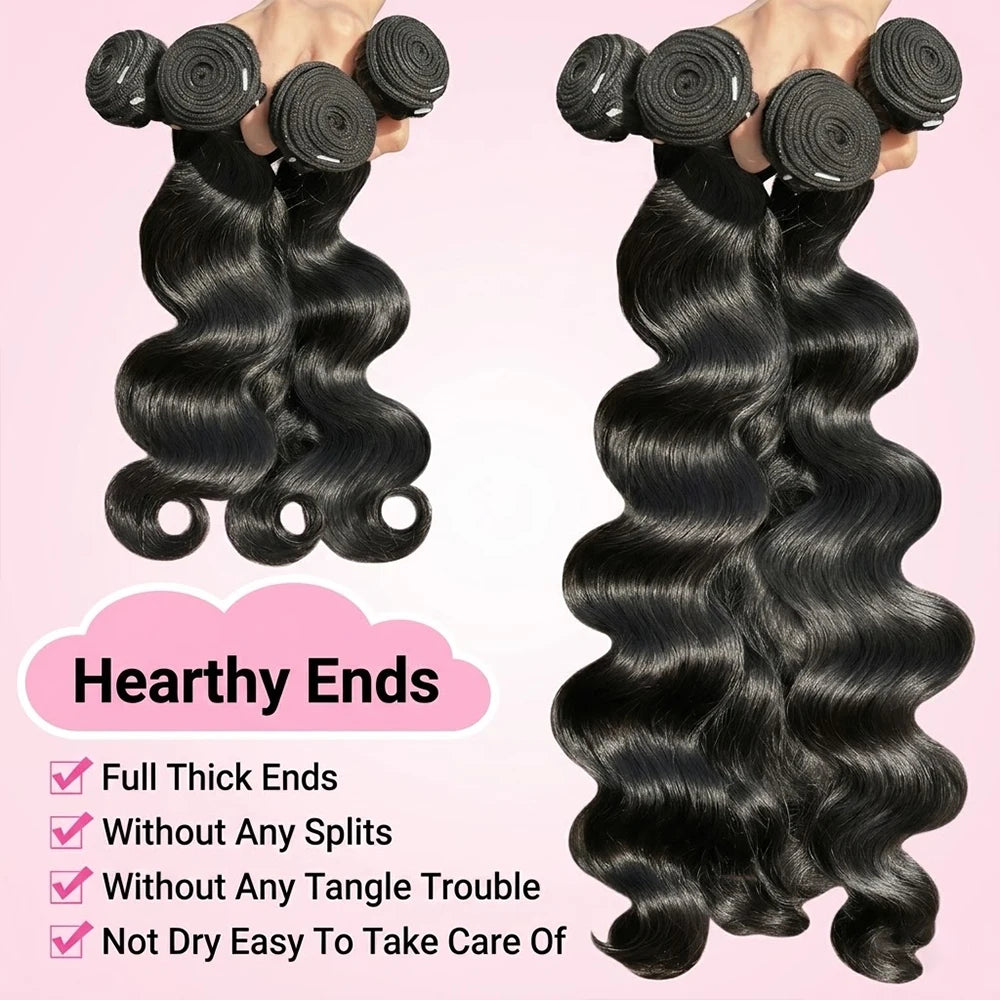 30 40Inch 3 4 Bundle Loose Body Wave Bundles Real Unprocessed Human Hair 16A Raw Hair Bundles Extensions Brazilian Natural Black