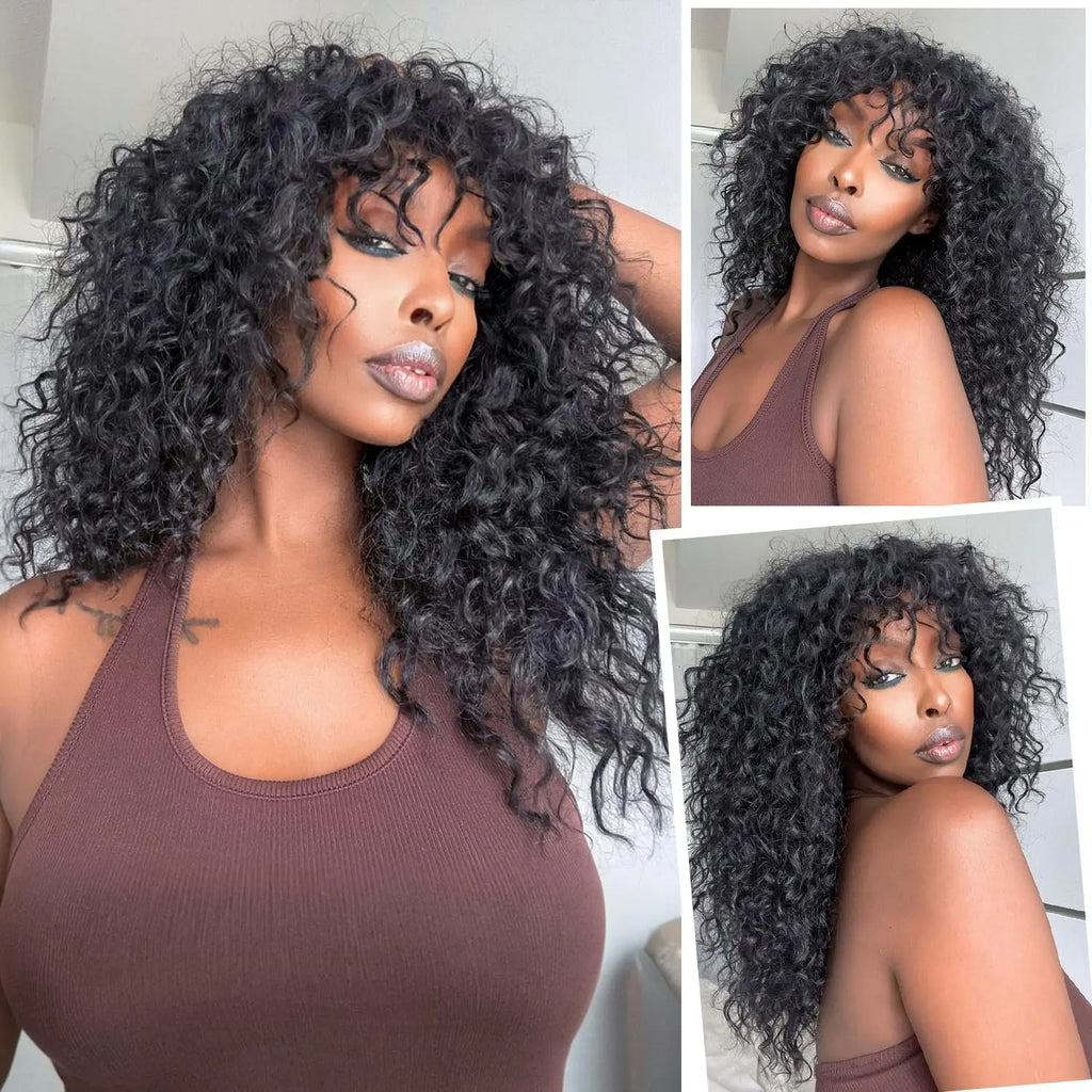Malaysian Curly Human Hair With Bangs