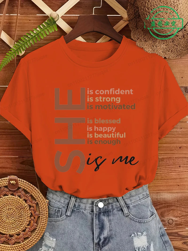 Black Women She Is Me Print T-shirt for Women Short Sleeve Women T Shirt Tops Black History Graphic T Shirts Harajuku Streetwear