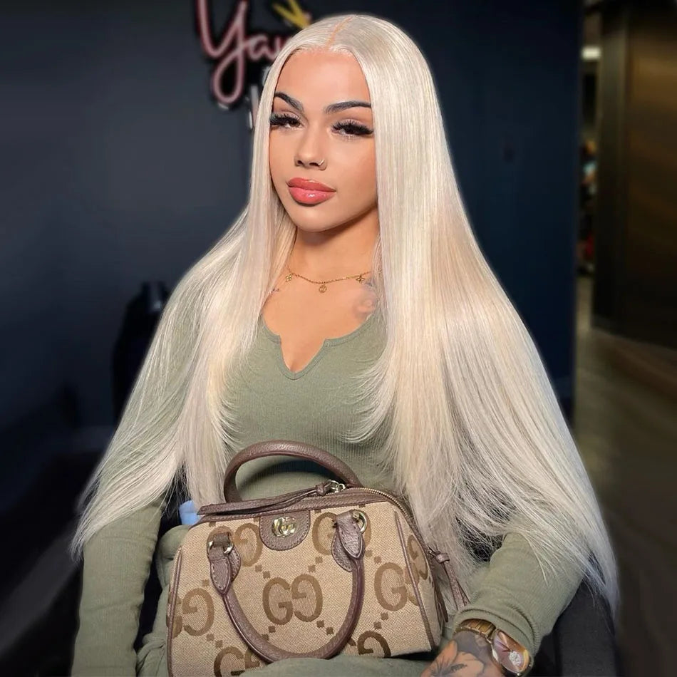 13x6 HD Transparent 613 Blonde Lace Frontal Human Hair Wigs Brazilian Straight Lace Front Human Hair Wigs Can Be Dyed Any Color