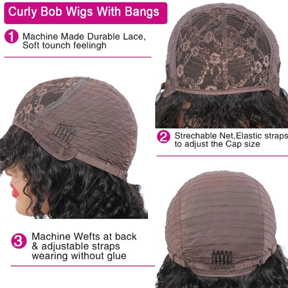 Malaysian Curly Human Hair With Bangs