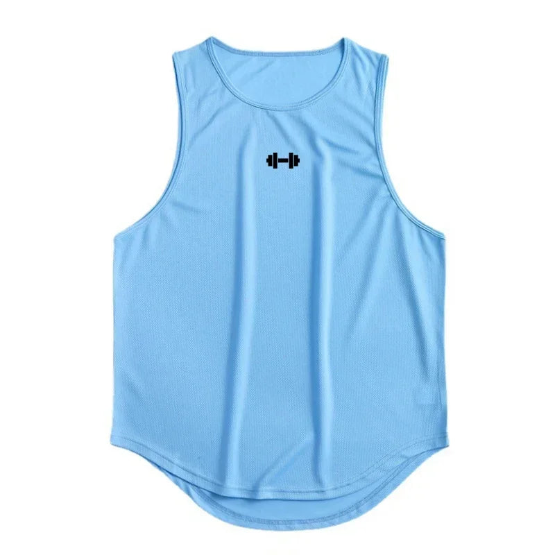 Men Running Vest Gym Tank Tops Quick-drying Fitness Clothing Loose Bodybuilding Sleeveless Shirt Basketball Small mesh Singlets