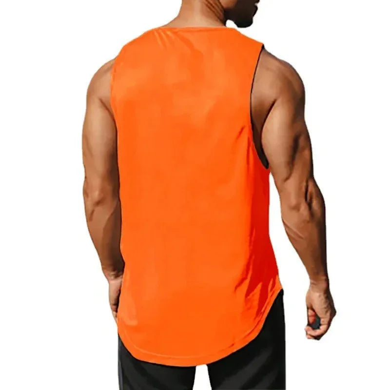 Men Running Vest Gym Tank Tops Quick-drying Fitness Clothing Loose Bodybuilding Sleeveless Shirt Basketball Small mesh Singlets