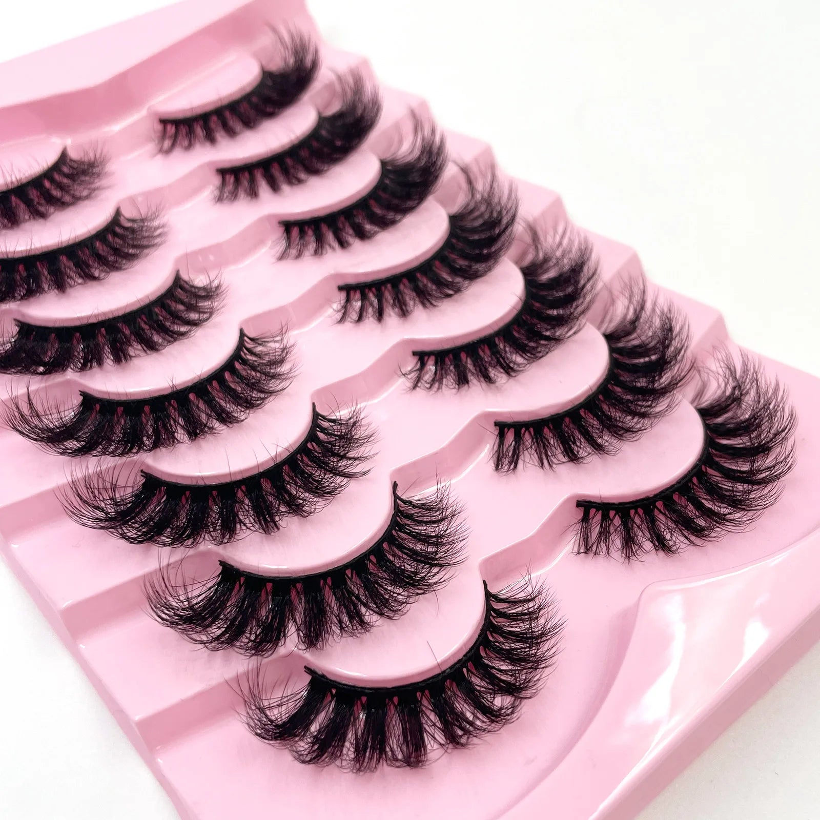 New 7 pairs of thick, 3D simulation mink fur fake eyelashesshort, dramatic fake eyelashes  wholesale full line fake eyelash make