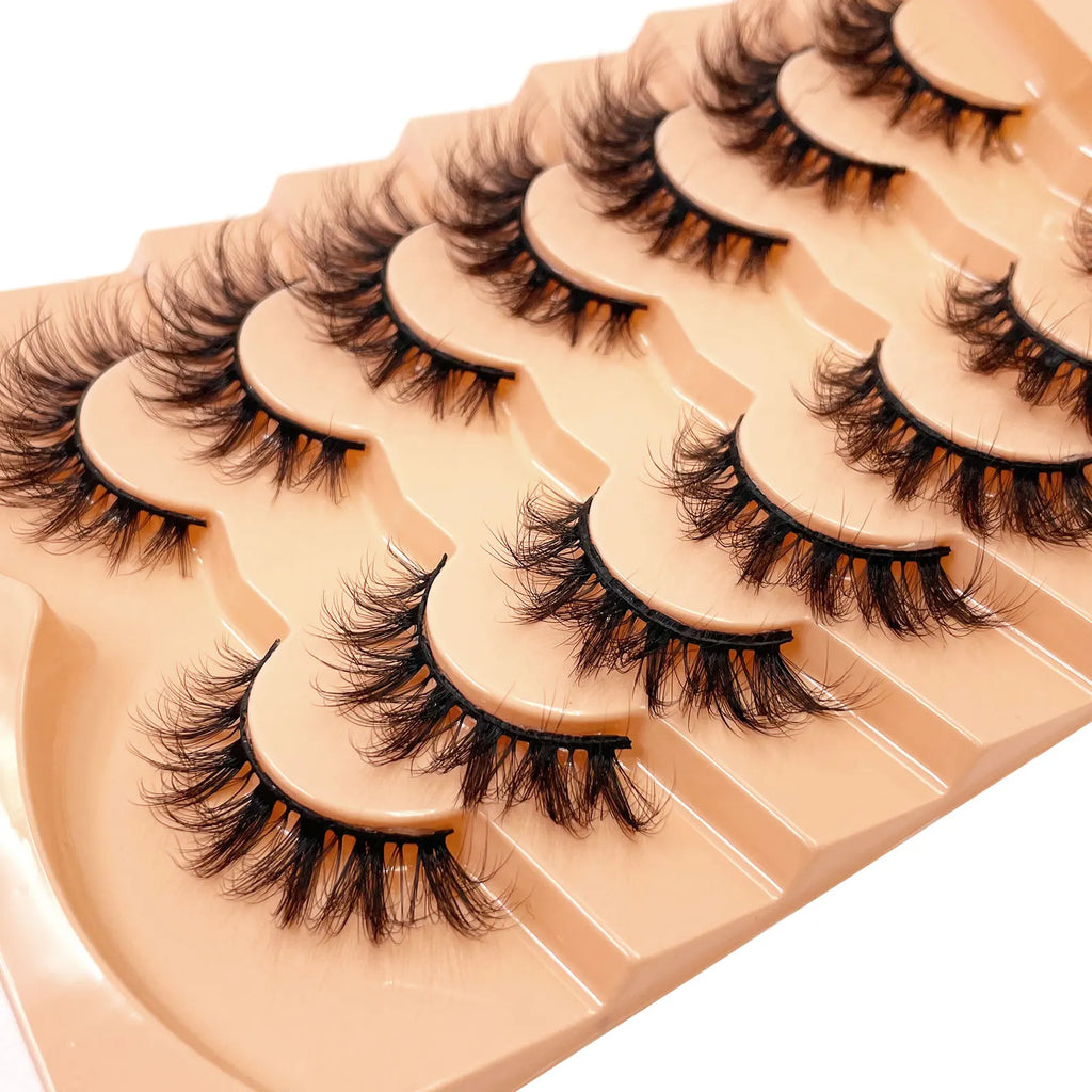 New 7 pairs of thick, 3D simulation mink fur fake eyelashesshort, dramatic fake eyelashes  wholesale full line fake eyelash make