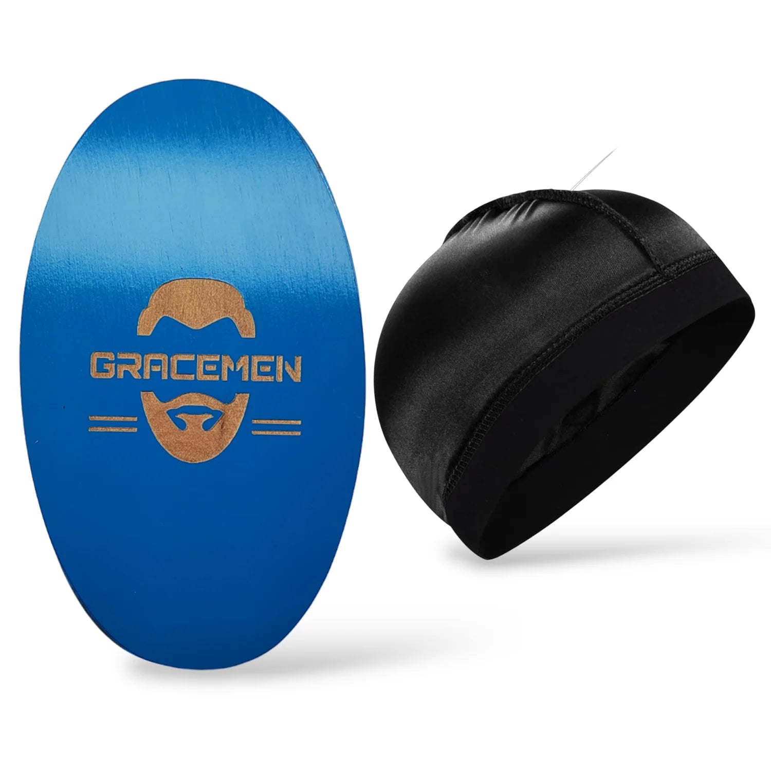 Gracemen 360 Wave Hair Brush for Men with Silky Wave Cap - Also Ideal for Beard Grooming, Curved Medium Stiffness Boar Bristles