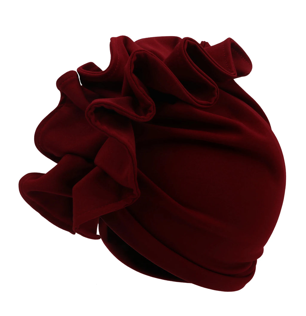 Ruffled Turban Cap for Women