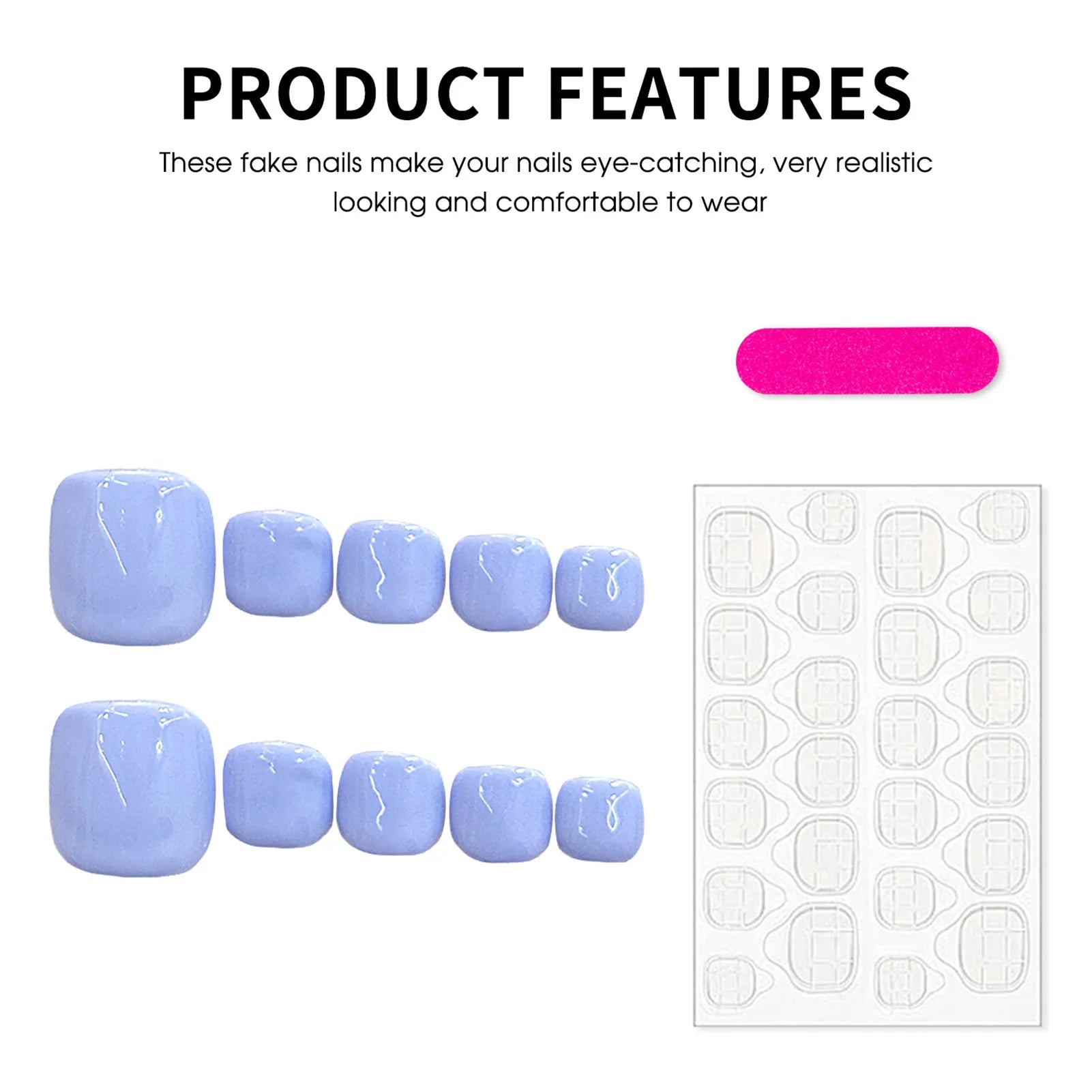 10pcs Handmade Press On Nails Simple Ins Style Light Purple False Nails Wearable Charming Solid Color Finger Toe Manicure Art