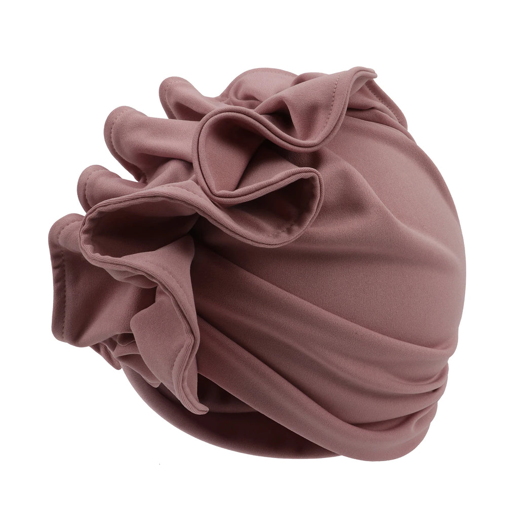 Ruffled Turban Cap for Women