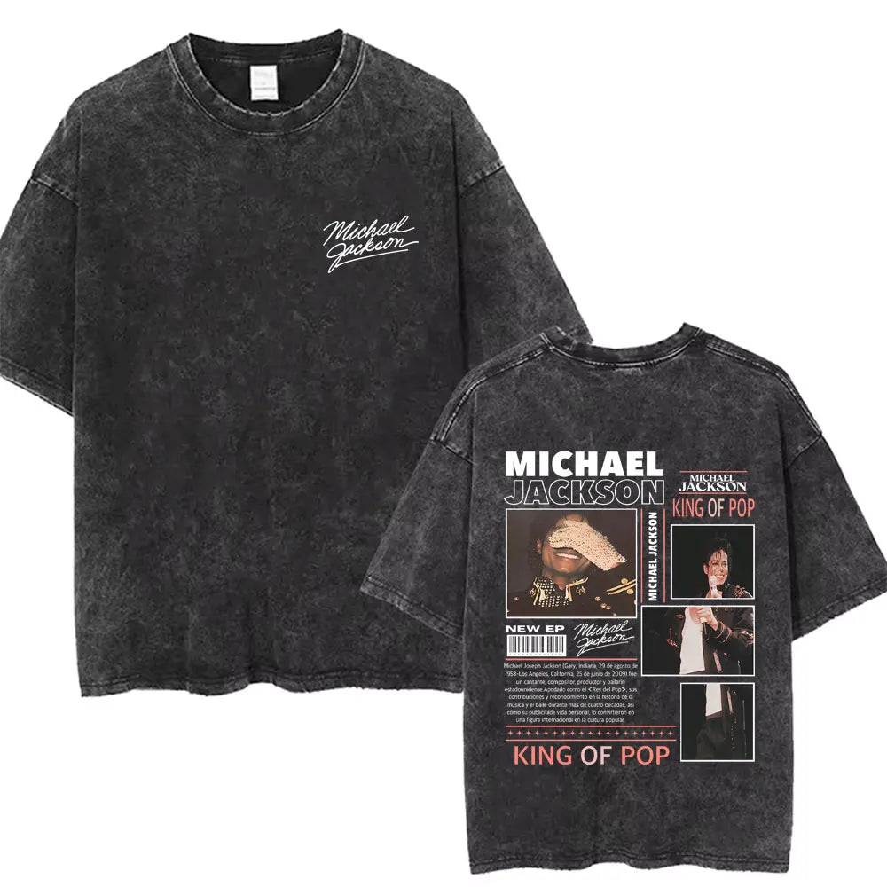Washed Vintage Michael Jackson Thriller Graphic T-shirt Men Women Fashion Retro Gothic Rock Tshirt Men's Punk Oversized T Shirts