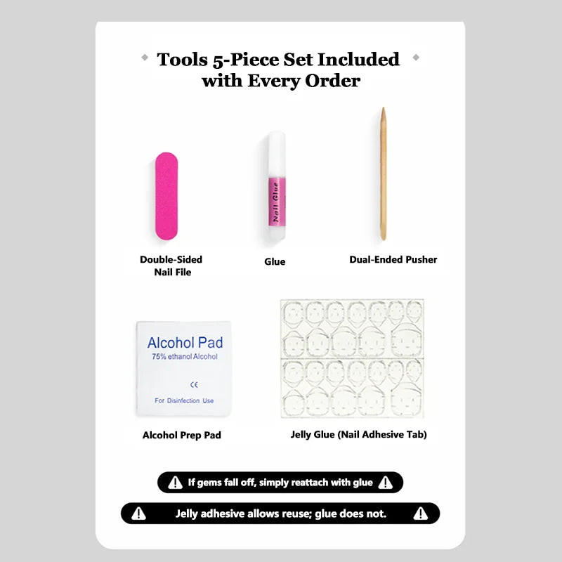 Tykuri Press-On Nails Almond Shape French Style Elegant Purple Fashionable Easy to Use Comes with Tool Kit